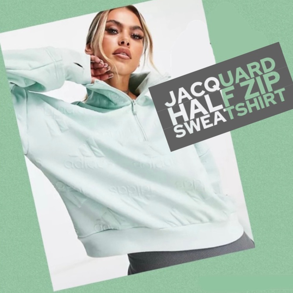 Adidas AEROREADY Logo Jacquard Half-Zip Sweatshirt